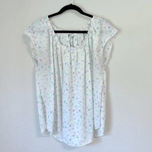 LAUREN CONRAD POLKA DOT CAP SLEEVE BLOUSE